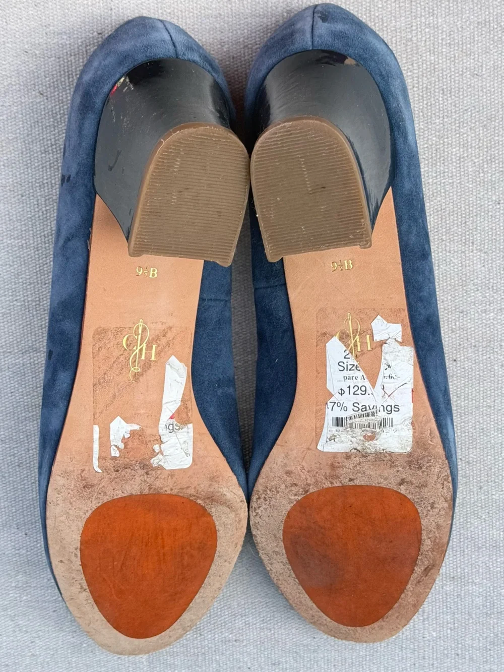 Cole Haan Navy Suede Round-Toe Pumps